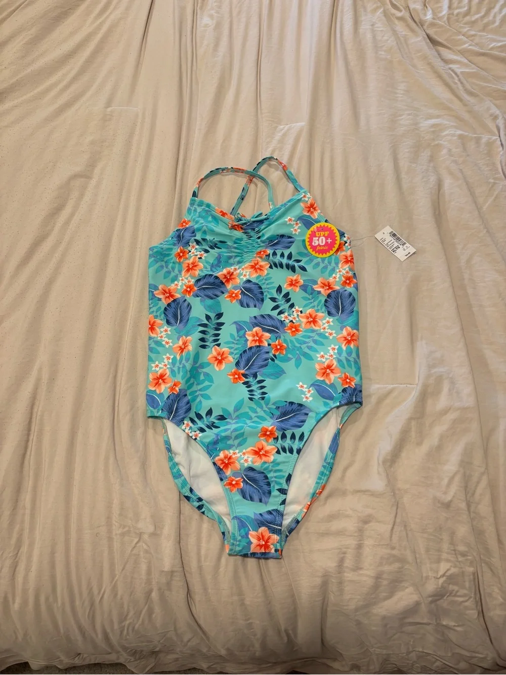 Kids Floral One-Piece Swimsuit - Turquoise